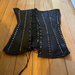 Italian leather studded corset